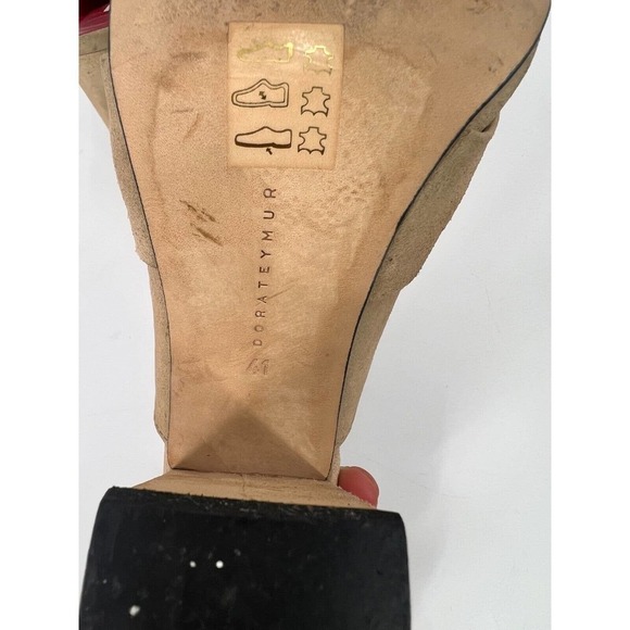 DORATEYMUR Munise Designer Beige Suede Mules Pumps Block Heel EU 41 / US 11 - Picture 10 of 11